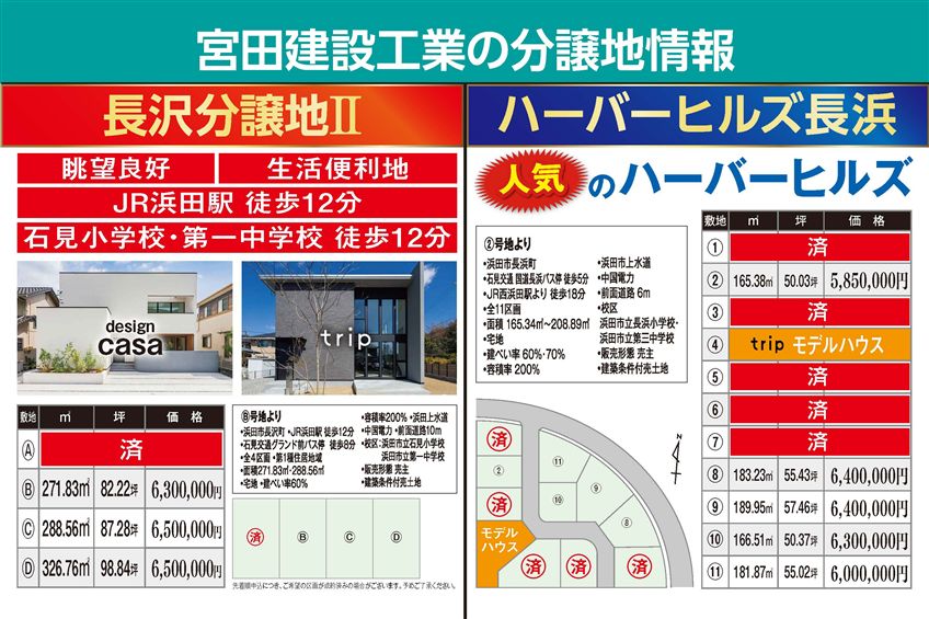 長沢分譲地・ハーバーヒルズ長浜のご案内